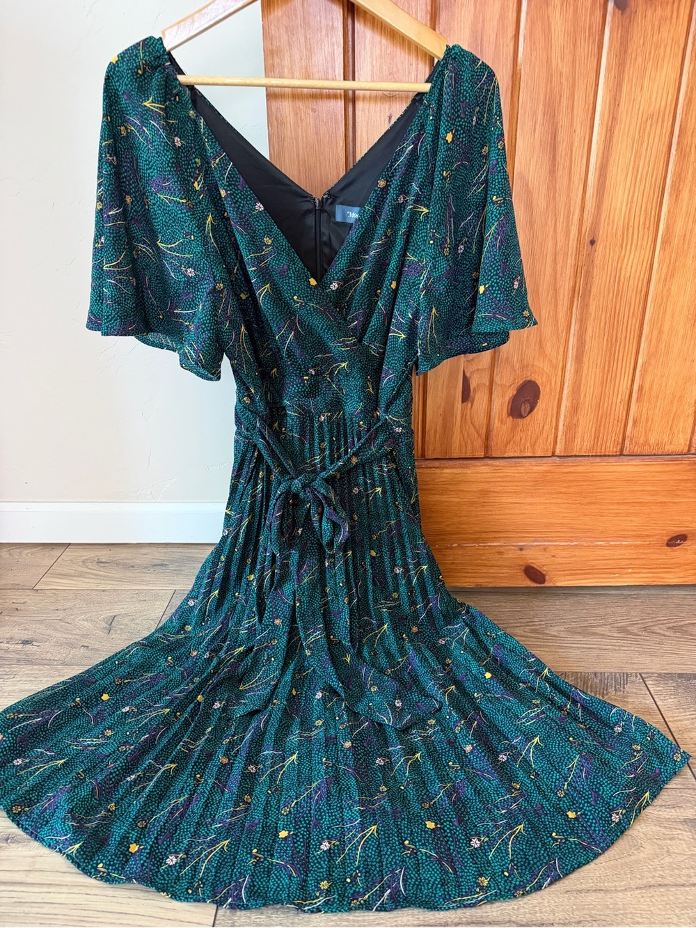 ModCloth Women’s Floral Midi Dress – Size 12 – Like New dark green purple yellow